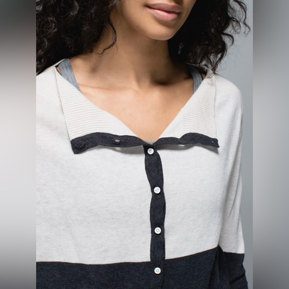 Lululemon After Class Cardigan Heathered Beige & Black Size 4 - Picture 7 of 16